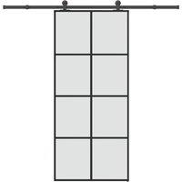 Berkfield Home Sliding Door with Hardware Set 90x205 cm ESG Glass&Aluminium in Black