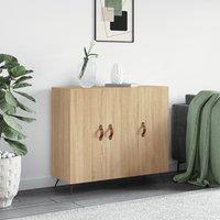Berkfield Home Sideboard Sonoma Oak 90x34x80 cm Engineered Wood in Brown | Size: 90 x 34 x 80 cm