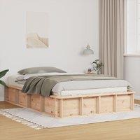 Berkfield Home Lift-Up Storage Bed Frame, 140 x 200 cm in Solid Pine in Beige