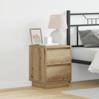 Berkfield Home Bedside Cabinets with LED Lights 2 pcs Artisan Oak 39x34.5x50 cm in Brown