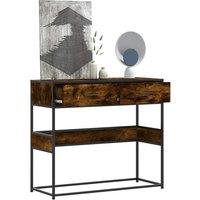 Berkfield Home Console Table Smoked Oak 90x35x80 cm Engineered Wood in Brown | Size: 90 x 35 x 80 cm