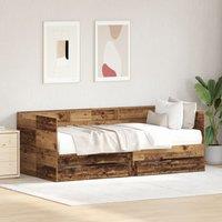 Berkfield Home Daybed with Drawers Old wood Engineered wood 90 x 190 cm Sturdy in Brown