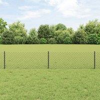 Chain Link Fence with 10 U Posts Grey 0.4x10 m Steel