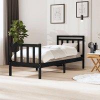 Berkfield Home Bed Frame Black 75x190 cm Small Single Solid Wood