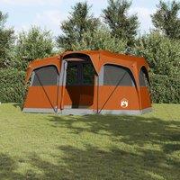 Berkfield Home Family Tent with Windows Dome Grey & Orange 10-Person Waterproof