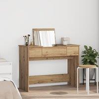 Berkfield Home Dressing Table with Mirror Artisan Oak 100x45x76 cm in Beige | Size: 100 x 45 x 76 cm