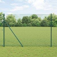 Berkfield Home Welded Wire Fence with 13 Posts Green 1.5x25 m Steel