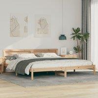Berkfield Home with LED Strip Lights with Headboard Brown 180 x 200 cm Solid pine wood
