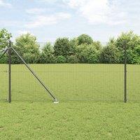 Berkfield Home Welded Wire Fence with 13 Spike Posts Grey 1.4x25 m Steel