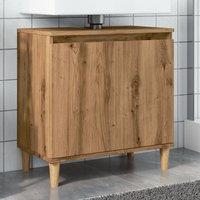 Berkfield Home Sink Cabinet Artisan Oak 58x33x60 cm Engineered Wood in Brown | Size: 58 x 33 x 60 cm