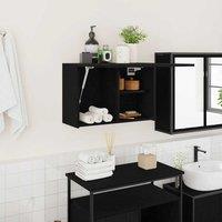 Berkfield Home Bathroom Wall Cabinet Black 60x25x40 cm Engineered Wood | Size: 60 x 25 x 40 cm