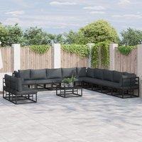 Berkfield Home Garden Sofa Set with Cushion with Pillow 12 pcs Black Aluminium