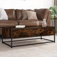 Berkfield Home Coffee Table Smoked Oak 100x50x35 cm Engineered Wood & Metal in Brown | Size: 100 x 50 x 35 cm