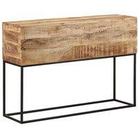 Berkfield Home Console Table 110x30x75 cm Solid Wood Rough Mango & Iron in Brown | Size: 110 x 30 x 75 cm