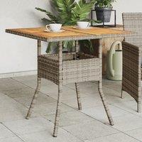 Berkfield Home Garden Table with Acacia Wood Top Grey 80x80x75 cm Poly Rattan | Size: 80 x 80 x 75 cm