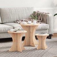 Berkfield Home Coffee Table 3 pcs Natural Solid pine wood in Brown