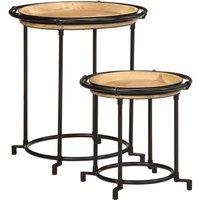 Berkfield Home 2 Piece Side Table Set Solid Wood Mango in Brown