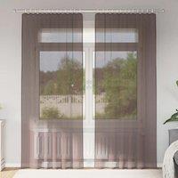 Berkfield Home Voile Curtains with Rod Pockets 2 pcs Brown