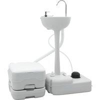 Berkfield Home Camping Toilet Grey Body + White Lid + Cool Grey NA NA NA