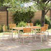 Berkfield Home 7 Piece Garden Dining Set Solid Wood Teak in Brown