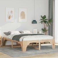 Berkfield Home Floor Bed Frame with Storage Brown 140 x 200 cm Solid pine wood