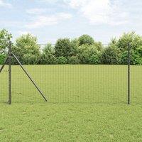 Berkfield Home Euro Fence with 13 Posts 1x25 m Galvanised Steel Grey