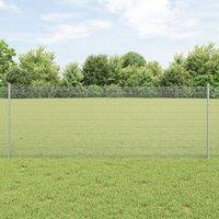 Berkfield Home Welded Wire Fence with 5 U Posts Silver 0.8x10 m Steel
