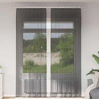 Berkfield Home Voile Curtains with Rod Pockets 2 pcs Black