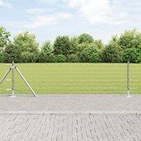 Berkfield Home Euro Fence with 13 Flanged Posts 0.4x50 m Galvanised Steel in Silver