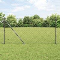 Berkfield Home Chain Link Fence with 13 Spike Posts 1.4x25 m Galvanised Steel in Grey