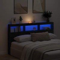 Berkfield Home Headboard Cabinet with LED Black Oak 180x17x102 cm | Size: 180 x 17 x 102 cm