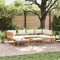 Berkfield Home 4 Piece Garden Bench Set with Cushions - Solid Teak Wood in Brown