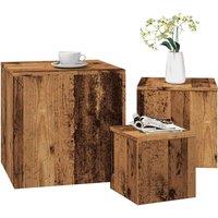 Berkfield Home Side Tables 3 pcs Old Wood Engineered Wood in Brown