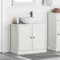 Berkfield Home Sink Cabinet "VIGO" with Doors, 67.5x34x59 cm, made from solid pine wood in White | Size: 67.5x34x59 cm