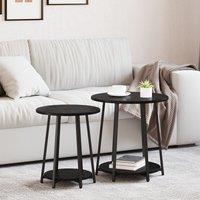 Berkfield Home Side Table Set of 2 - Black Oak Engineered Wood & Metal