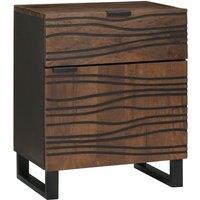 Berkfield Home Bedside Cabinet 50x33x60 cm Solid Wood Walnut in Brown | Size: 50 x 33 x 60 cm