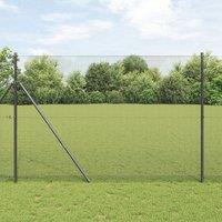 Berkfield Home Welded Wire Fence with 13 Posts Grey 1.6x25 m Steel