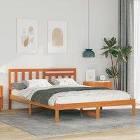 Berkfield Home with Headboard Wax brown 120 x 190 cm Solid pine wood