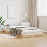 Berkfield Home Floor Bed Frame White 80x220 cm Solid Wood Pine in Beige