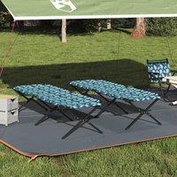 Berkfield Home Folding Sun Beds 2 pcs with Carry Bag Leaf Pattern 600D Oxford Fabric in Green