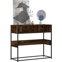 Berkfield Home Console Table Smoked Oak 90x35x80 cm Engineered Wood in Brown | Size: 90 x 35 x 80 cm