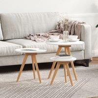 Berkfield Home Coffee Table Set Solid Wood Walnut & Engineered Wood in White