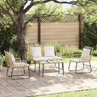 Berkfield Home Garden Dining Set with Pillow 3 pcs Poly rattan, steel in Brown