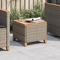 Berkfield Home Garden Table Grey 45x45x37 cm Poly Rattan Acacia Wood | Size: 45 x 45 x 37 cm