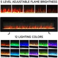 70inch Electric Fireplace Adjustable Flame with Remote in Black