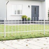 Berkfield Home Garden Fence with Spear Top, White, 6.8 x 0.6 m, Steel in White