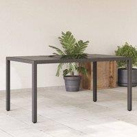 Berkfield Home Garden Table with Glass Top Black 150x90x75 cm Poly Rattan | Size: 150 x 90 x 75 cm