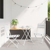 Berkfield Home 3-Piece Folding Bistro Set in White Steel