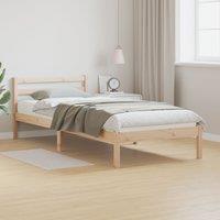 Berkfield Home Bed Frame with Headboard 100x210 cm Solid Wood Pine in Brown
