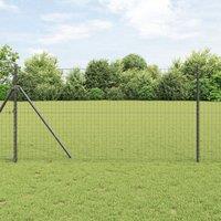 Berkfield Home Euro Fence with 7 Posts 1x10 m Galvanised Steel Grey in Silver